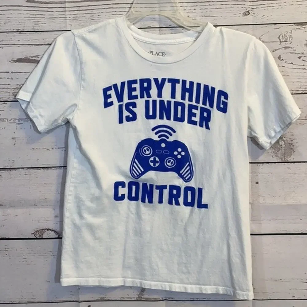Childrens Place Shirt Top Youth Boys Large White‎ Blue Gaming Gamer